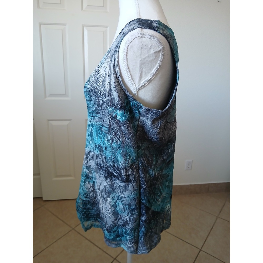 L'Atelier Women Blouse Top Lace Multicolor Sleeveles Zipper Large Boho Chic - Picture 6 of 13